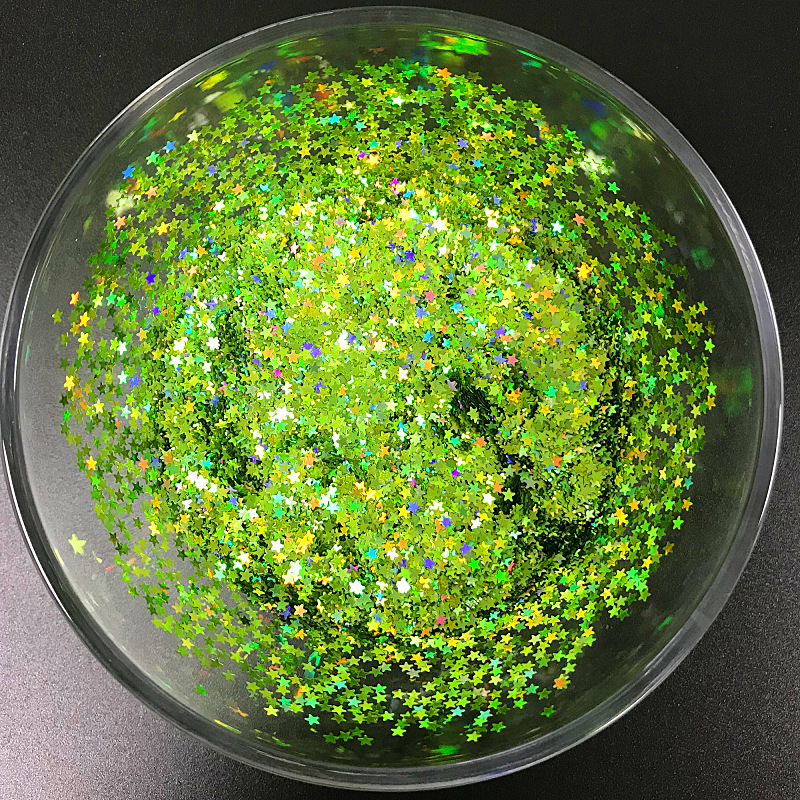 不规则美甲五角星异型亮片厂家 镭射pvc亮片金葱粉七彩星星亮片