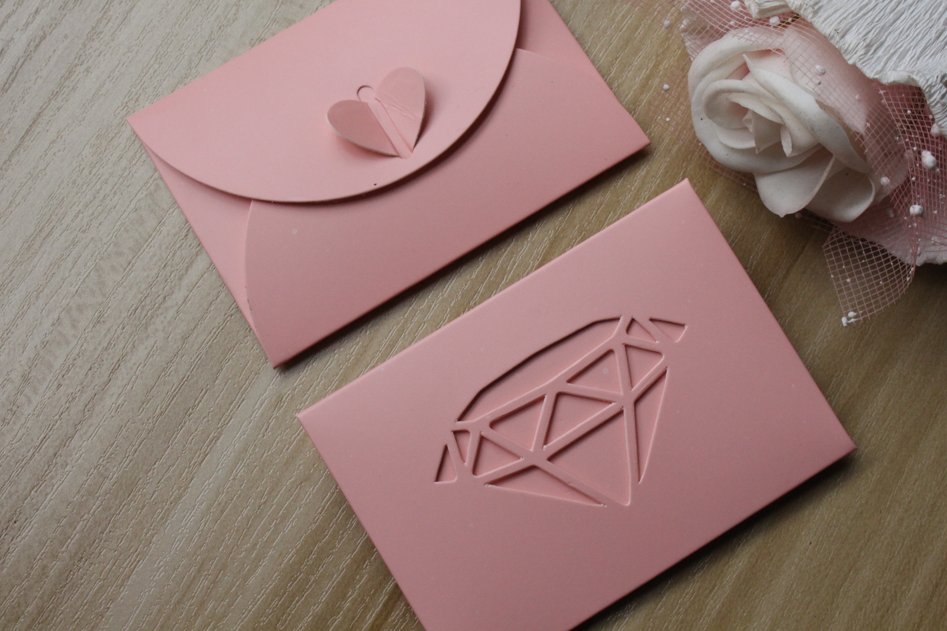 加厚复古牛皮纸信封镂空封套卡套明信片包装盒现货6款图案可定制