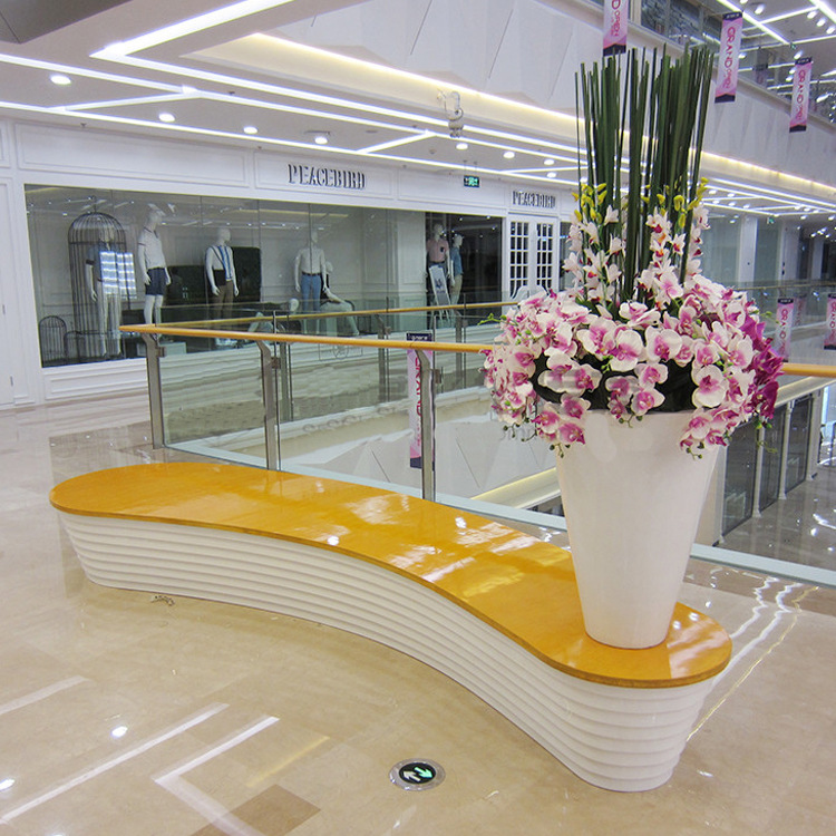 商场中庭玻璃钢休闲椅 公共场所休息区花盆组合座椅厂家定做