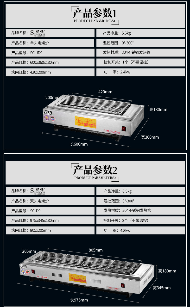 型号 sc-d110-h 电压 220(v)  功率 8(kw)  产品用途 烧烤 外形尺寸
