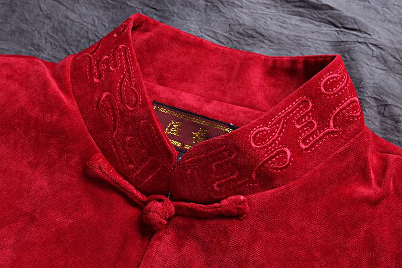 中国风秋季汉服唐装男式厚款外套爸爸装中式复古男装盘扣对襟上衣