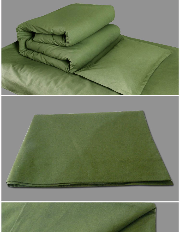 厂家直批学生军绿色棉质被套床单枕套 学生军训三件套单位宿舍