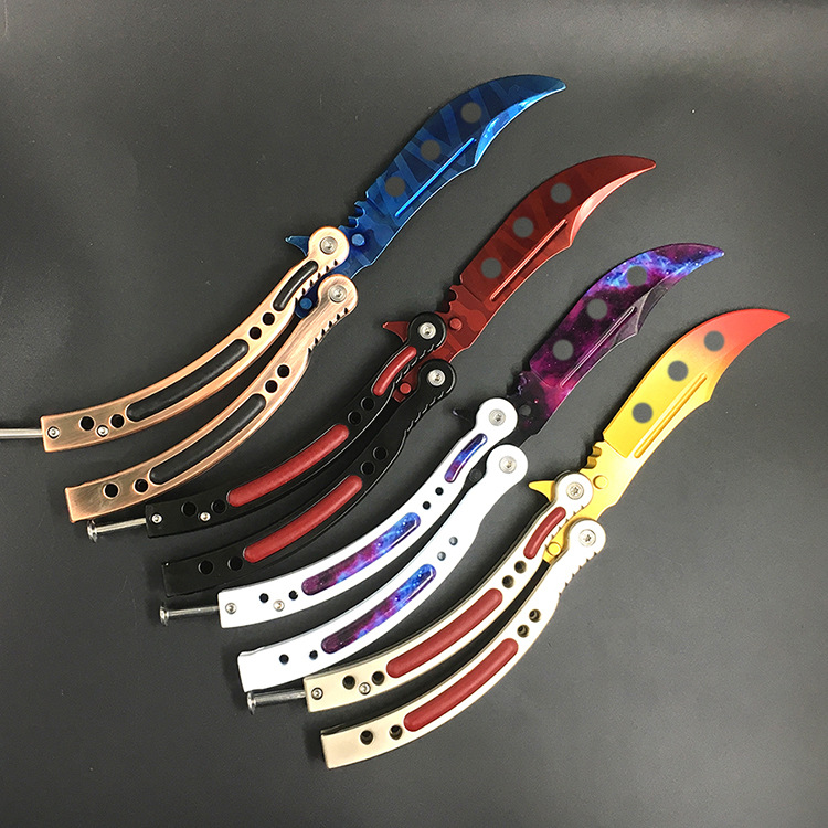 csgo美国蝴蝶刀蝴蝶练习训练刀练习刀未开刃玩具刀折叠刀工厂直销