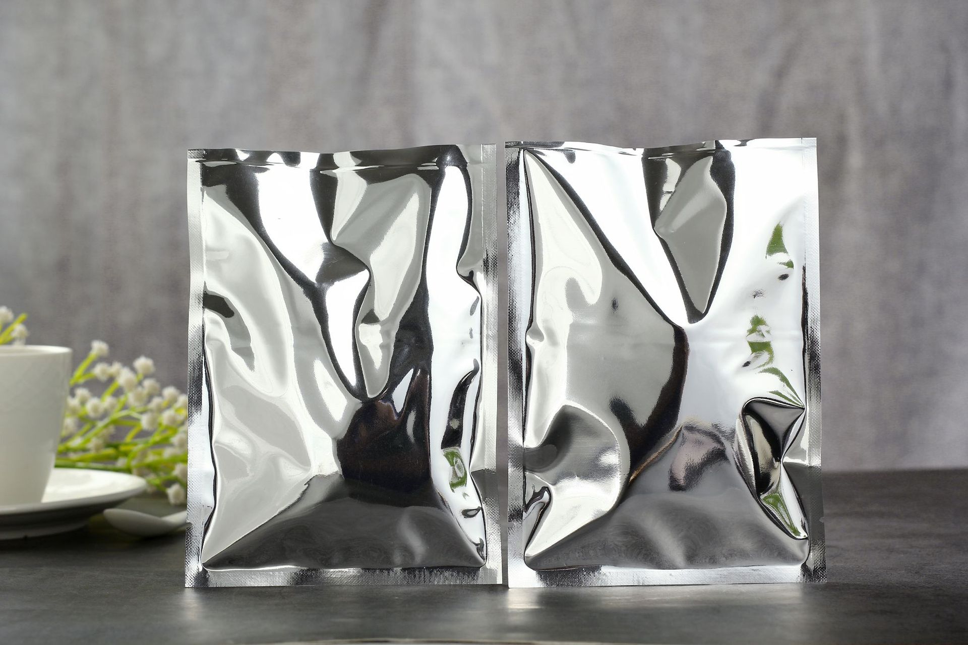 现货镀铝平口袋不透光三边封食品包装袋茶叶袋食品铝箔真空袋定做