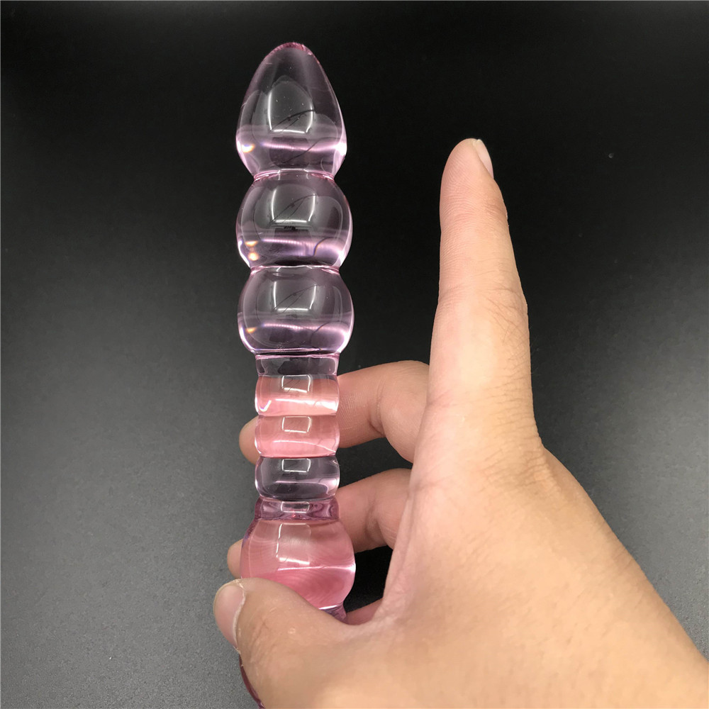 zcz六珠双头水晶玻璃阳具男女成人用品冰火棒自慰器具后庭肛门塞