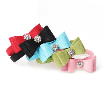 金杰特宠物用品新款 超纤宠物蝴蝶结项圈1.