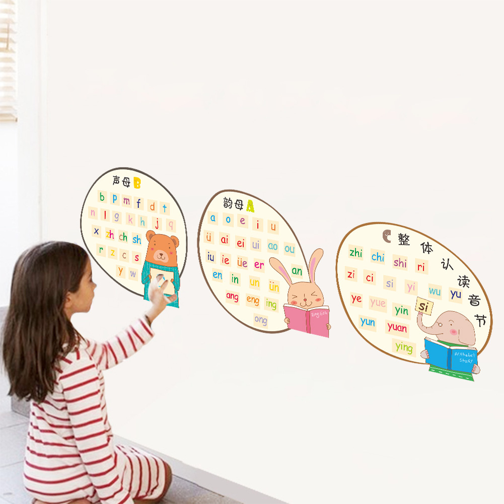小学生汉语拼音墙贴创意diy儿童房幼儿园贴画字母表声母韵母壁画