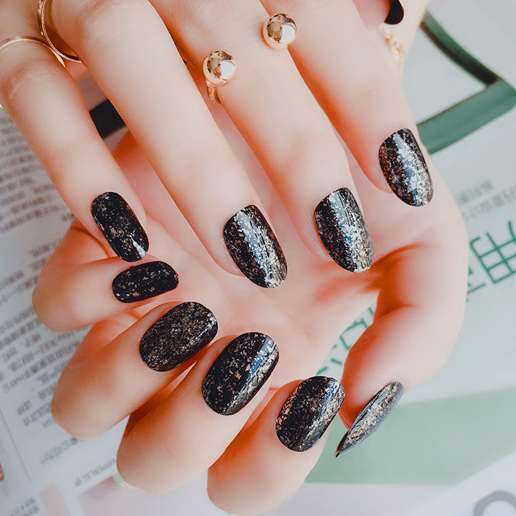 铂金锡纸 美甲甲片成品 假指甲 假指甲片 美甲24片成品 光疗甲l43