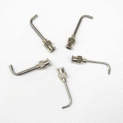 全不锈钢弯针头30 45 60 90度金属弯管针咀1英寸点胶机针筒弯针头