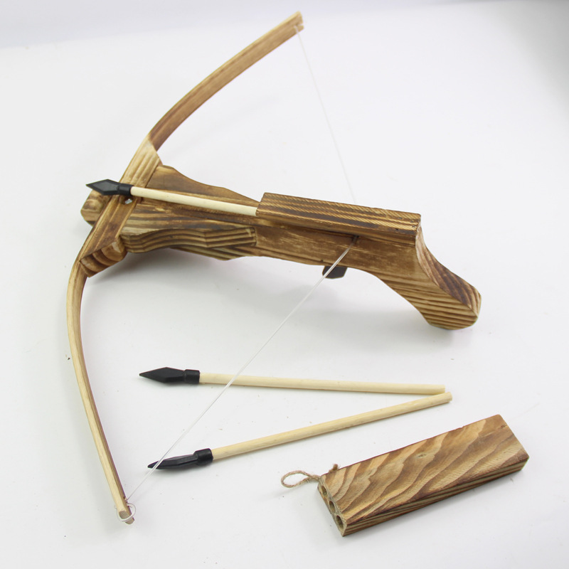 诸葛连弩 竹木制十字弓弩枪玩具 户外射击软橡胶无杀伤力弓箭批发