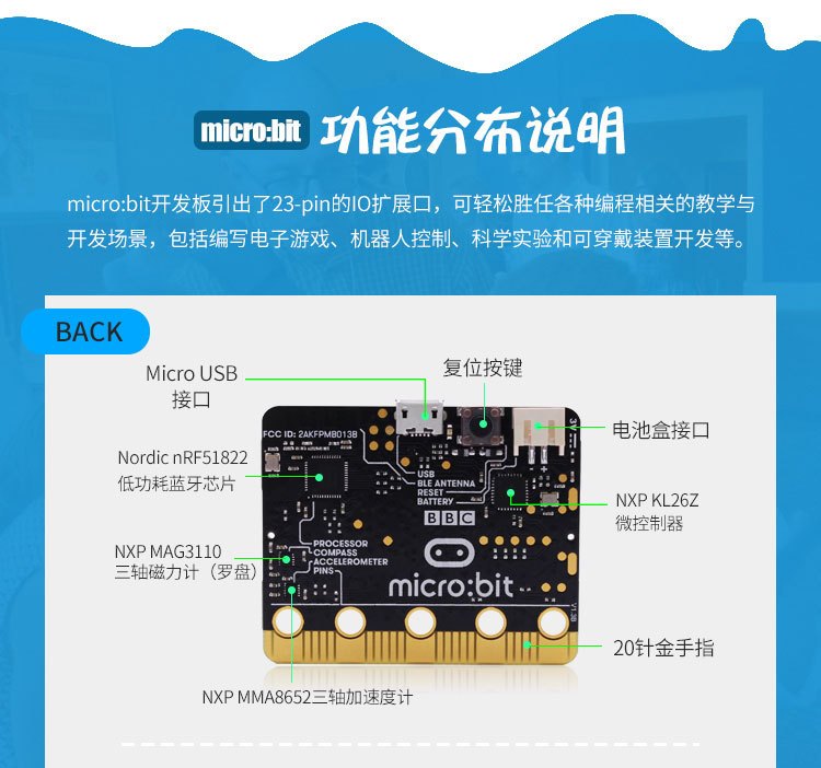 【包含microbit】:套件清单内带有正版bbc micro:bit开发板;   【不