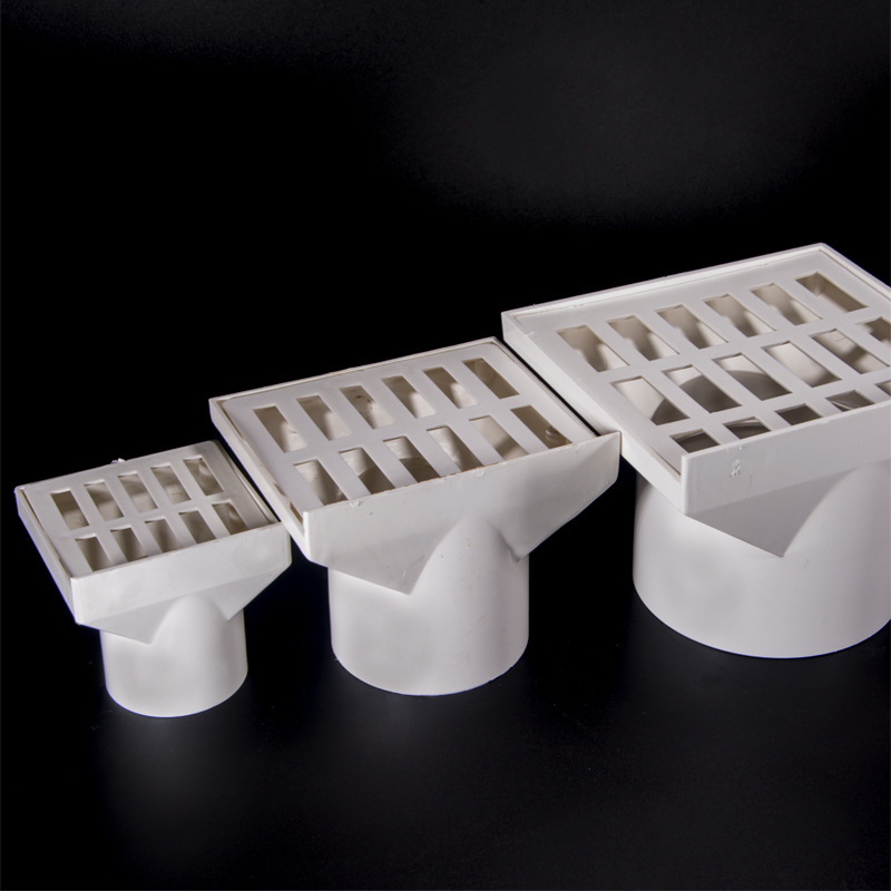 pvc侧排地漏排水管件配件墙角长方形塑料地漏dn50 75 110 160侧墙