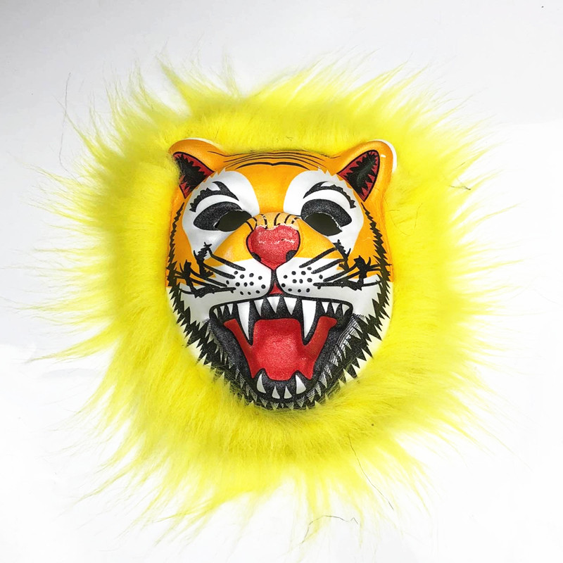 万圣节毛毛面具动物老虎面具景区庙会热销新款毛边面具厂家直销