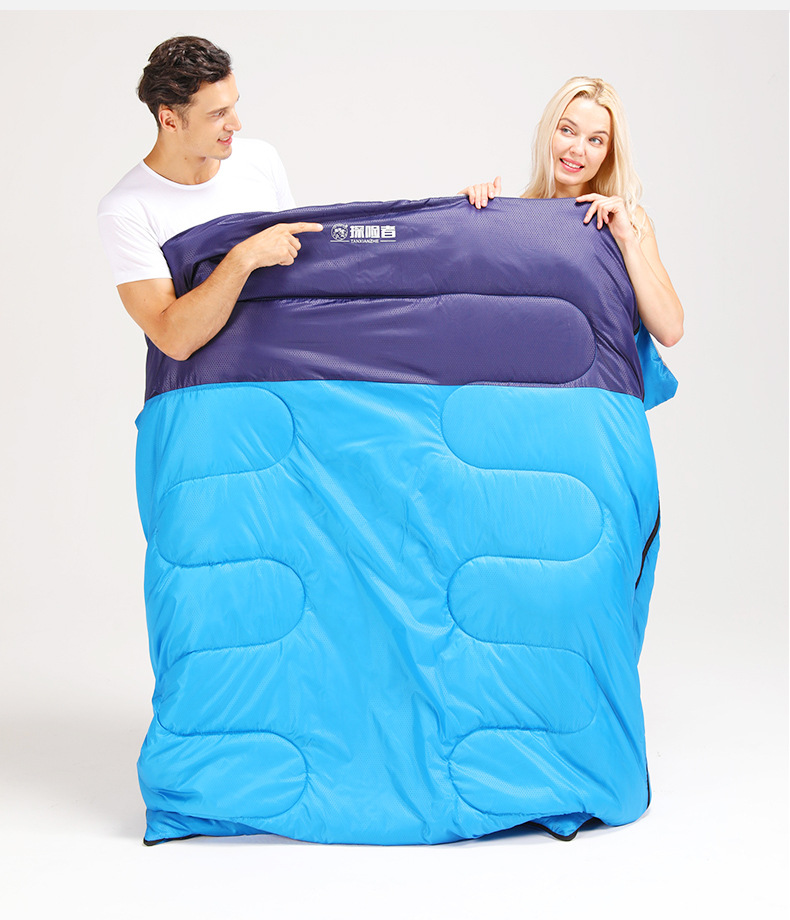 探险者秋冬户外旅行室内双人睡袋成人便携野营加宽加厚棉睡袋批发