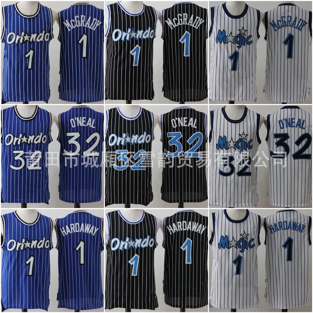 刺绣nba球衣 复古魔术1#麦迪 #1哈达威 32#奥尼尔篮球服 批发外贸