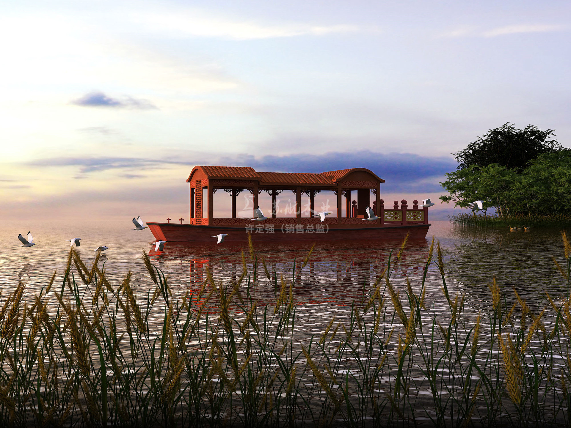 苏航牌厂家定制12米仿古画舫船大型观光画舫船电动水上乐园双层