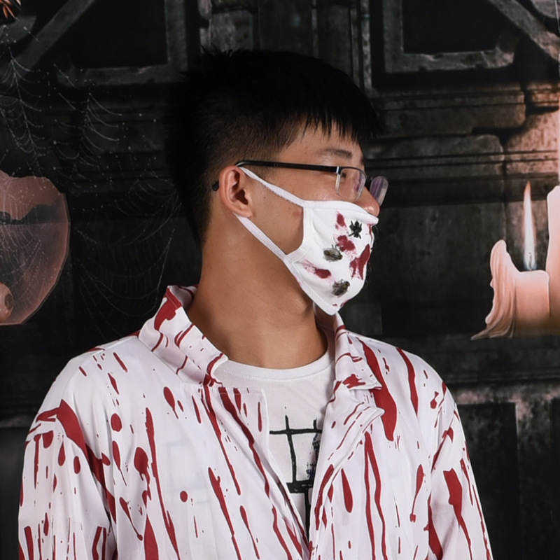 万圣节恐怖老鼠口罩丧尸僵尸吸血鬼装扮流血苍蝇装饰批发价格出售-阿