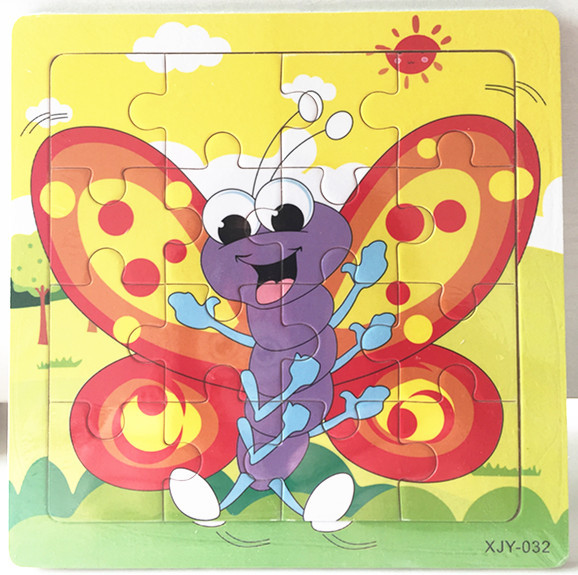 厂家直销 16片拼图卡通动物交通工具幼儿园木质制拼版儿童小拼图