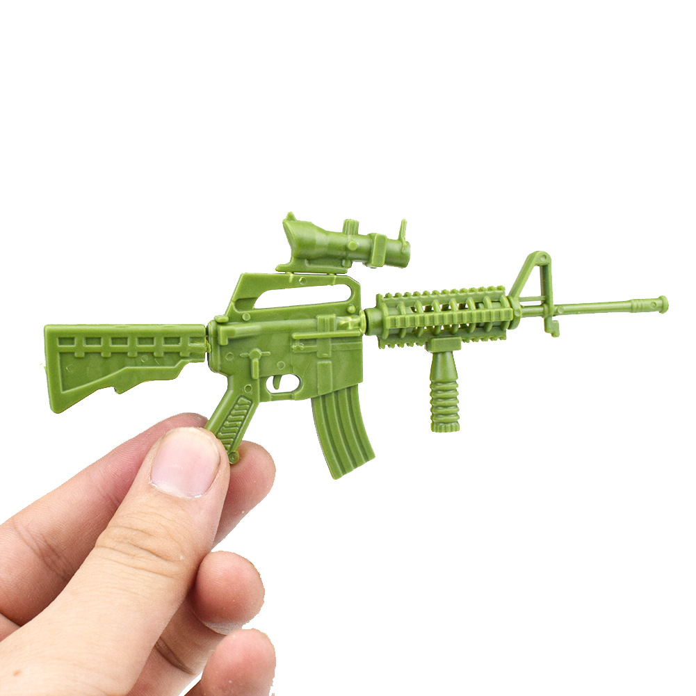 迷你军绿色diy拼装玩具冲锋枪机关枪可装扭蛋小玩具跨境货源