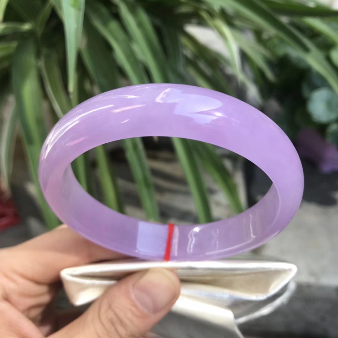 缅甸翡翠冰种紫罗兰玉手镯冰糯种玉镯翡翠紫罗兰女士镯子批发