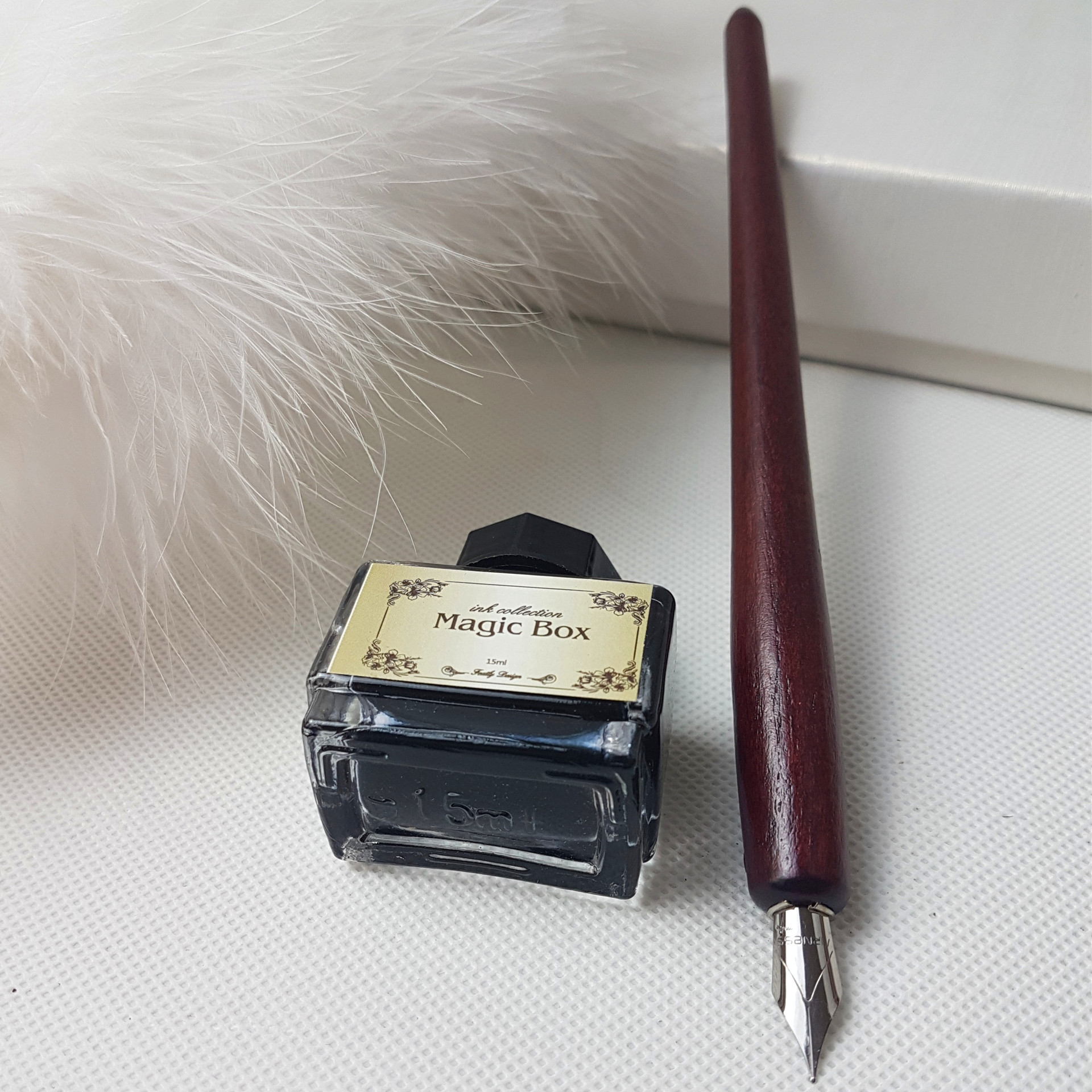 羽毛蘸水钢笔复古木笔套装欧式英伦笔套装礼盒木笔套装