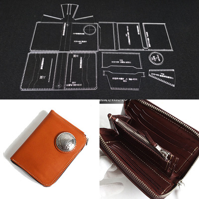 diy手工皮具皮革包财布短夹钱包纸格纸样版型图纸亚克力设计模板
