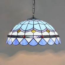 欧琈蒂凡尼地中海创意蓝色艺术艺术琉璃餐厅吊灯40CM16寸玻璃灯具