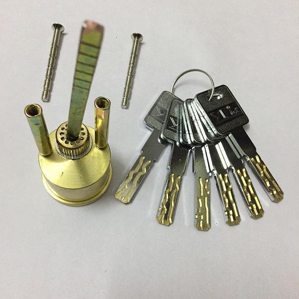 新一代超c级多轨道锁芯 防盗门原装叶片偏芯锁芯 带六支铜钥匙