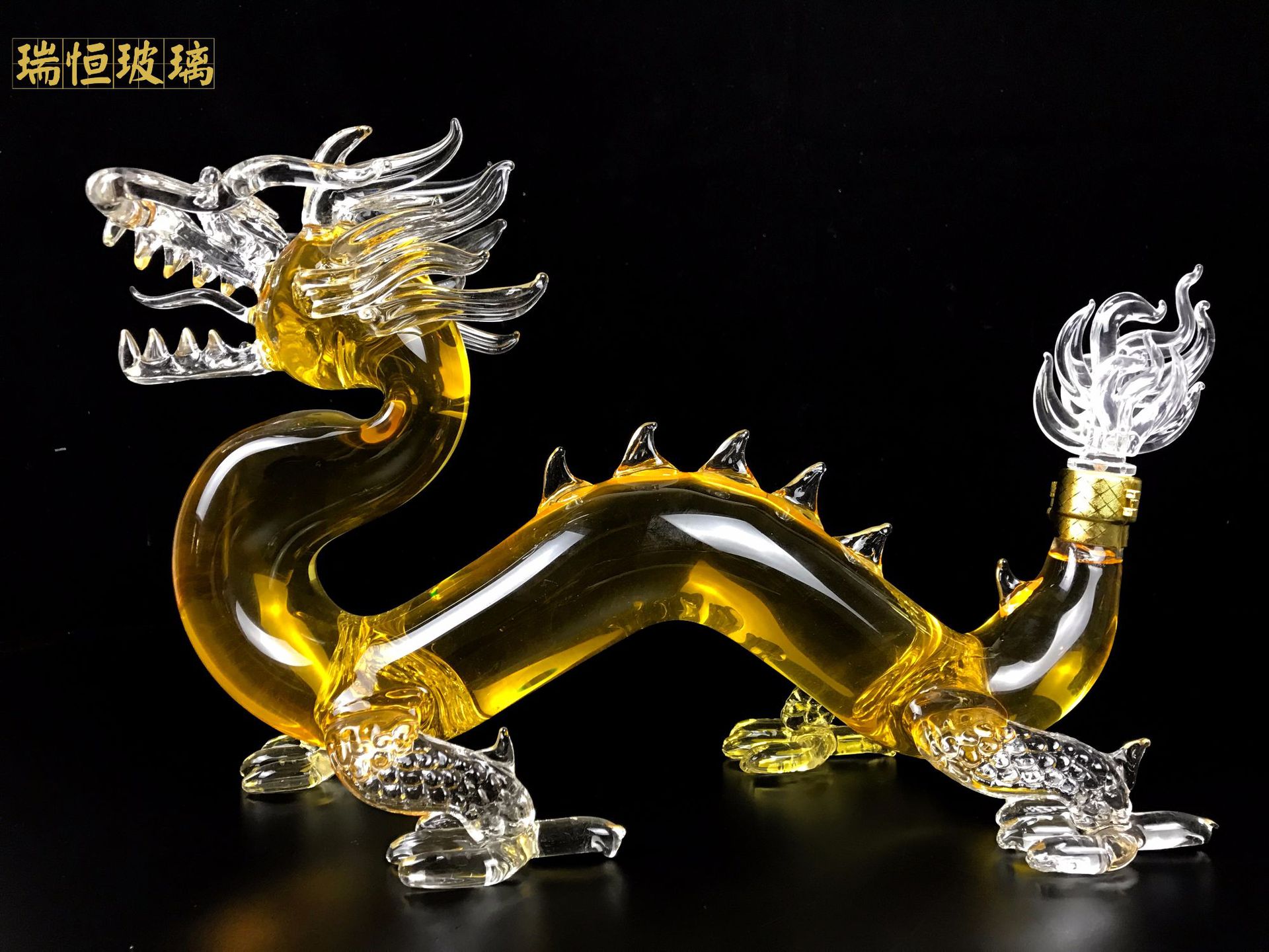 龙形酒瓶髙硼硅玻璃龙行酒瓶玻璃定制酒瓶生肖龙瓶动物造型泡酒瓶