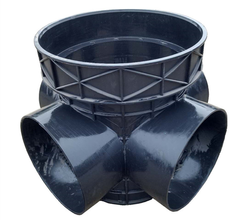 湖南常德检查井厂 流槽式四通井座 pe塑料检查井 污水检查井座