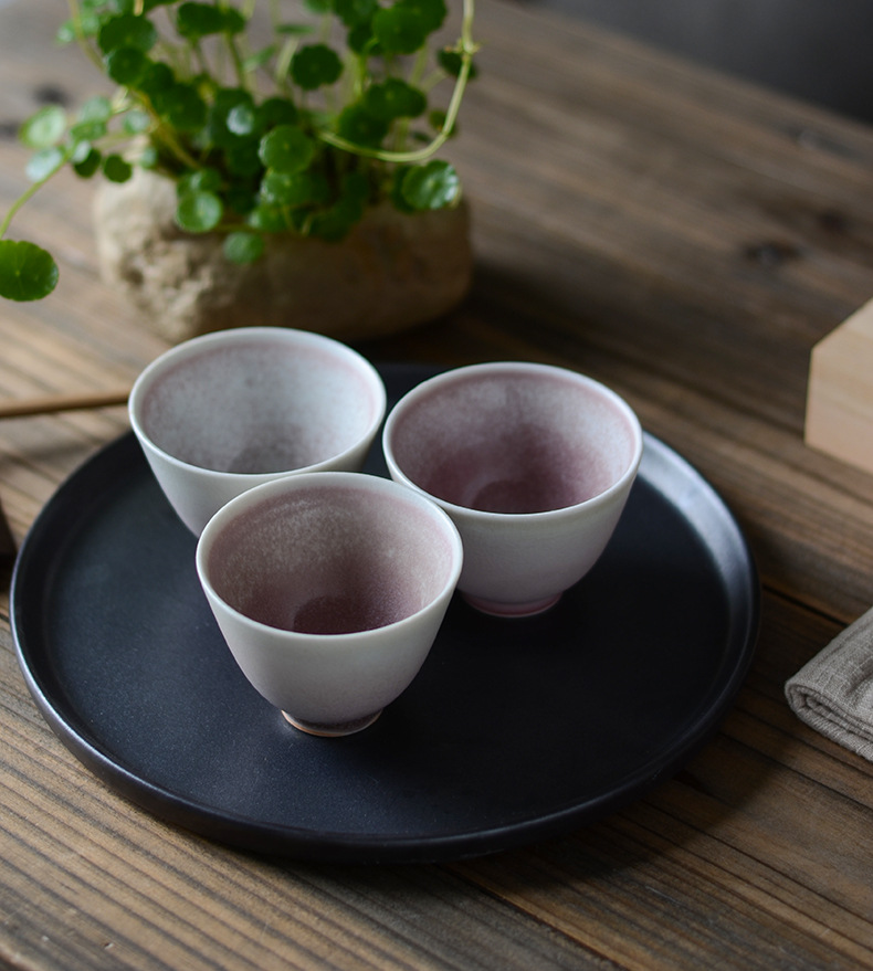 景德镇品茗杯陶瓷若琛杯桃红汝窑开片茶盏单杯景德镇功夫茶杯茶具