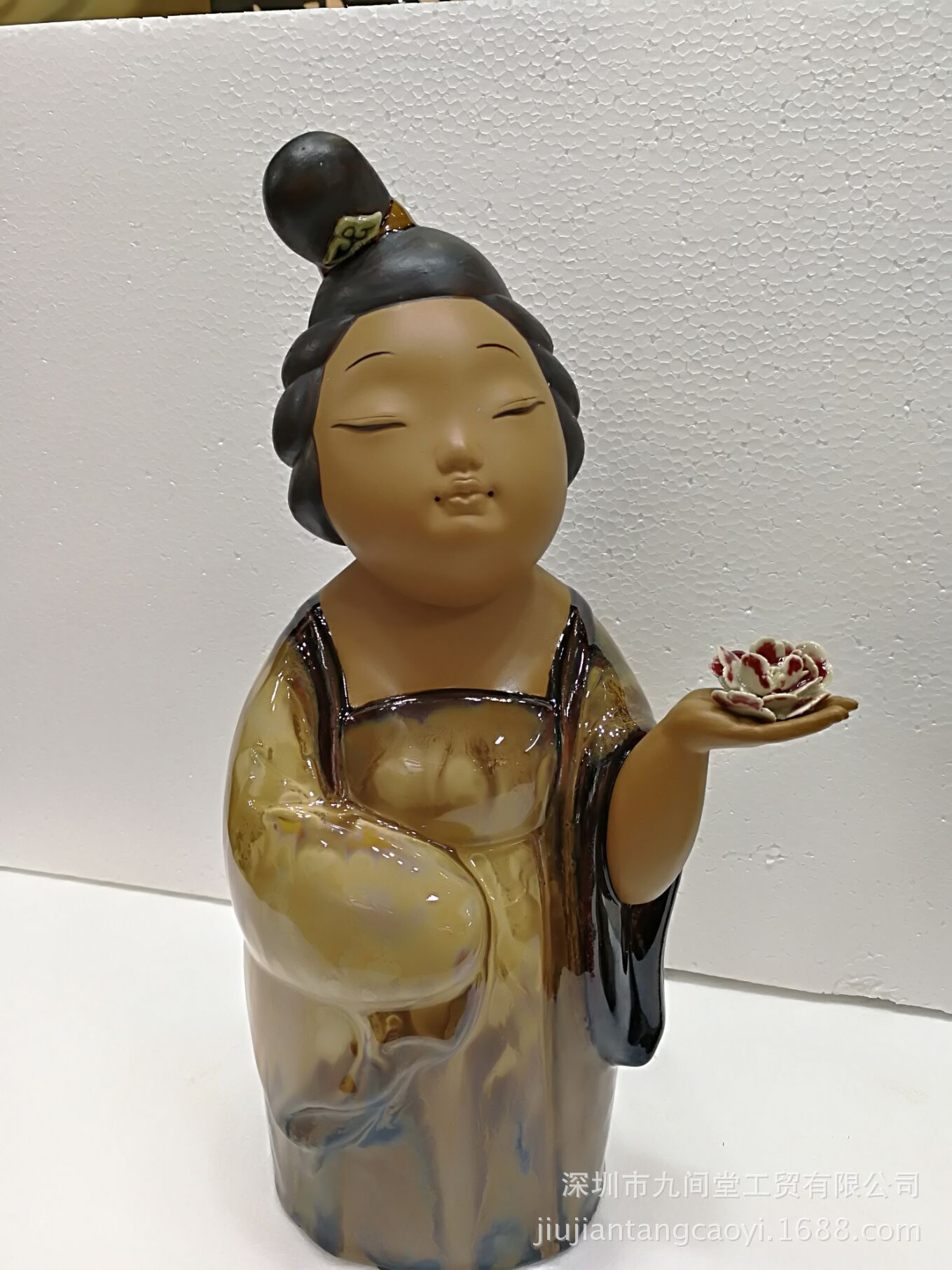 九间堂石湾公仔陶瓷摆设中式客厅配饰古代仕女古典美女国色天香