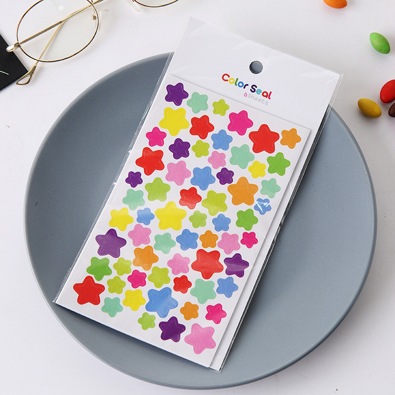 Handmade Creative Stars Heart round Stickers DIY Photo Album Stickers Journal Stickers Explosion Box Decorative Accessories