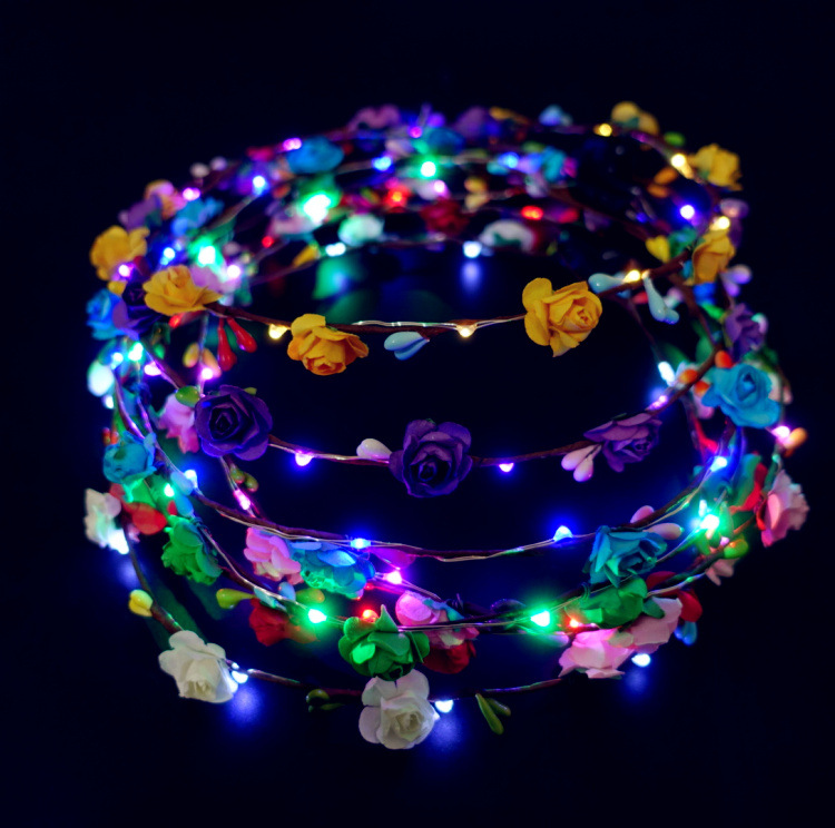 Luminous Garland Colorful Rattan Headdress LED Light Concert Headband Children's Stall Night Market Luminous Toys Wholesale