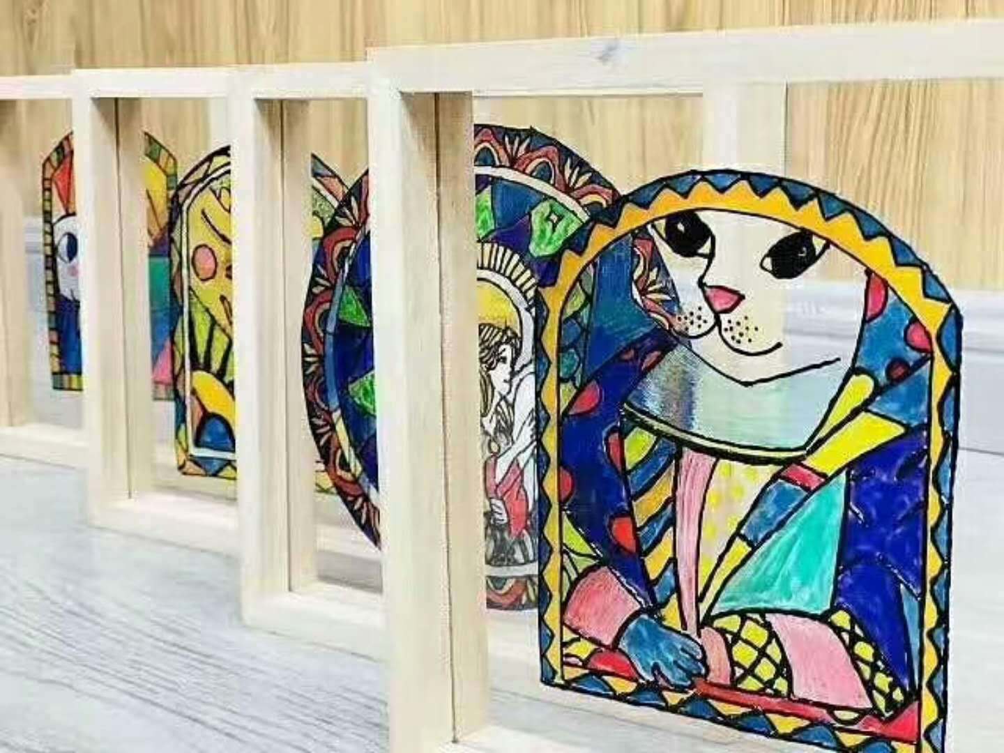 玻璃画玻璃框粘土画框 创意diiy手工绘画材料亚克力玻璃美术画材