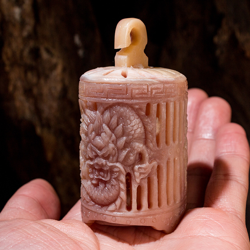 天然骆驼骨雕刻鸟笼吊坠带血骆驼骨骨雕工艺品男士文玩手把件摆件