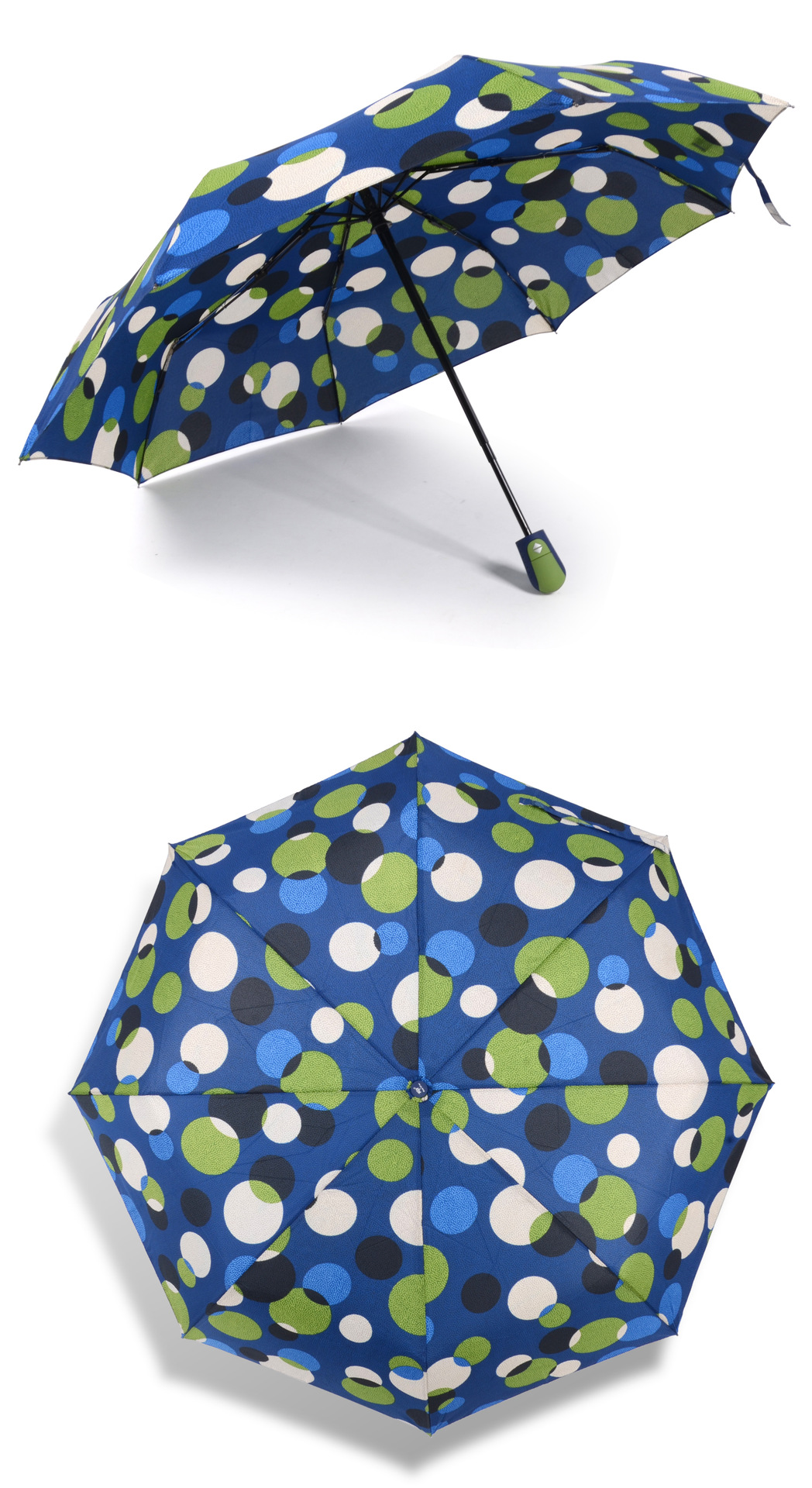 rst外贸出口欧洲女士圆波点三折防风全自动晴雨伞