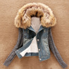 Autumn cowboy jacket Korean Edition Hair collar cotton-padded clothes Wool Sleeve cowboy Short coat Jacket machining customized On behalf of Autumn cowboy jacket Korean Edition Hair collar cotton-padded clothes Wool Sleeve cowboy Short coat Jacket machining customized On behalf of