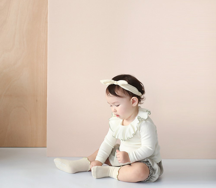 婴儿打底衫春秋新款2020女宝宝荷叶领弹力纯棉上衣0-3岁幼儿衣服