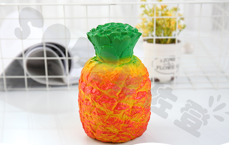 批发慢回弹菠萝解压玩具 彩虹色仿真菠萝道具 pu捏捏乐回弹摆件