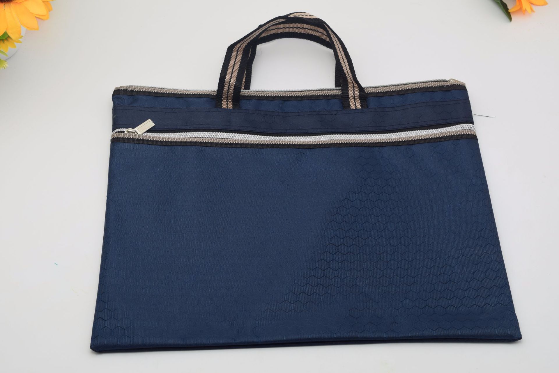 706手提双层足球纹拉链文件袋 牛津布公文包 会议袋 帆布资料袋