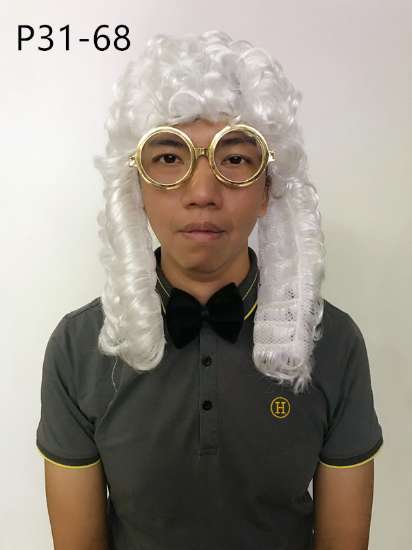 p31-68白色律师假发 律师假发法官假发 派对假发