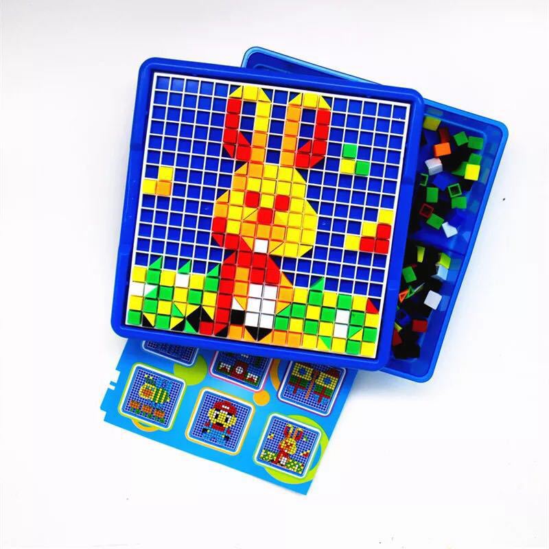 魔法拼盘 智力拼图 百变蘑菇钉组合 拼插板拼图积木 diy科教玩具