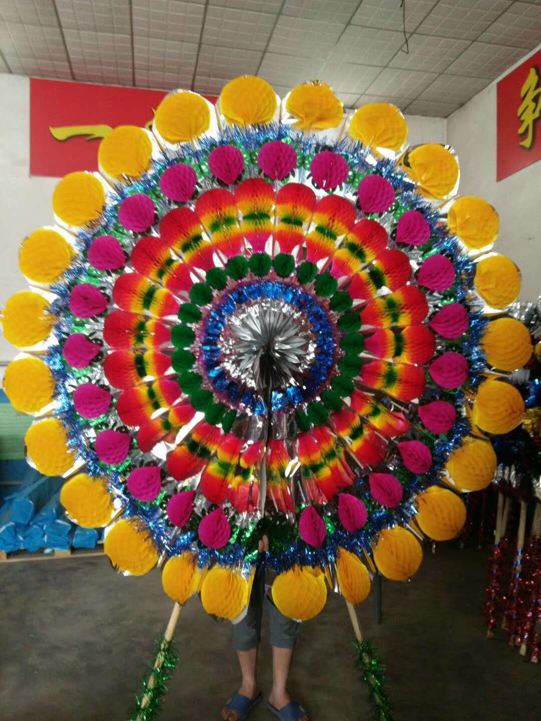 2米纯纸葫芦加球亮纸清明花圈批发