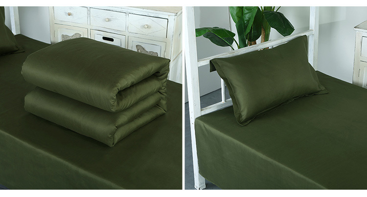 厂家直销军绿色棉质被套床单枕套学生军训床上用品三件套一件代发