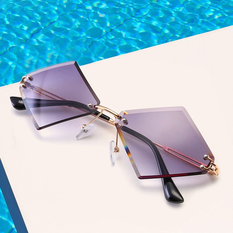 2018新款速卖通男女个性太阳镜无框细腿菱形墨镜欧美时尚眼镜