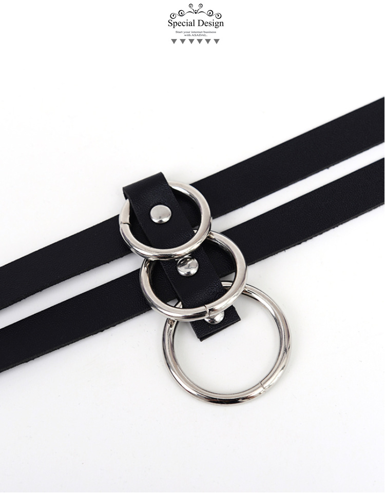 欧美原宿朋克风皮项圈 Ebay热销 圆形吊坠项链颈脖链短款锁骨链详情9