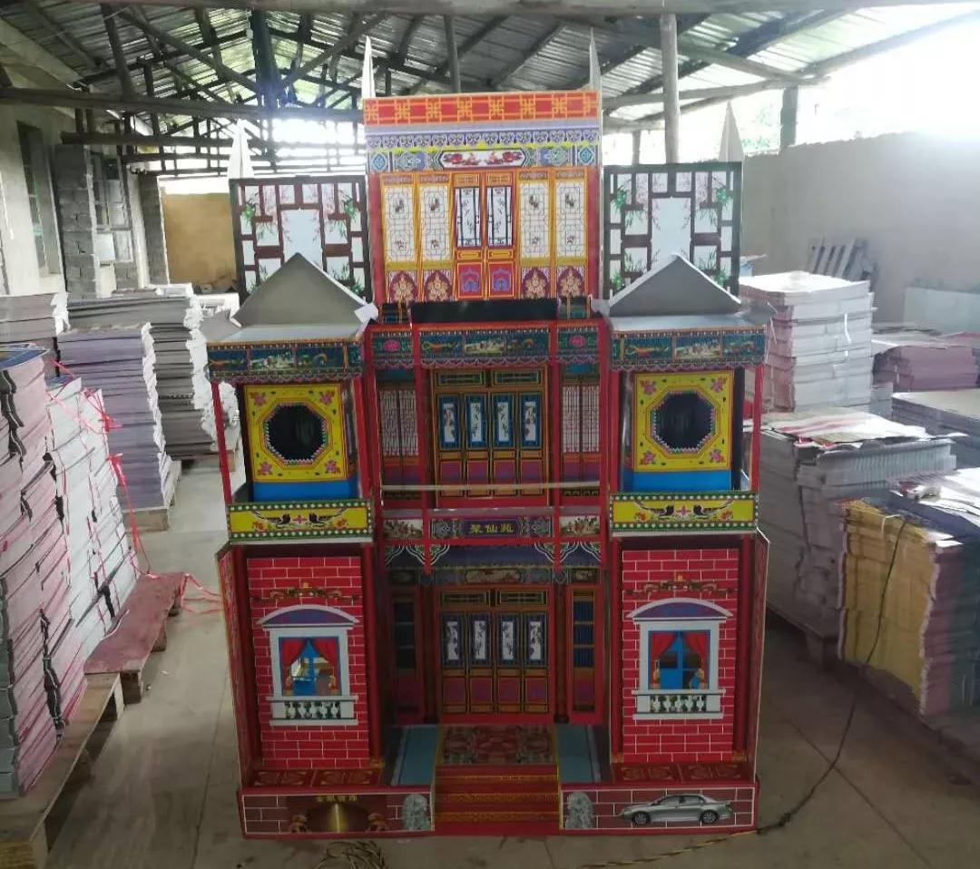 厂家直销 寿衣冥币灵房 120型折叠纸活竹架冥房灵屋 殡葬用品纸扎