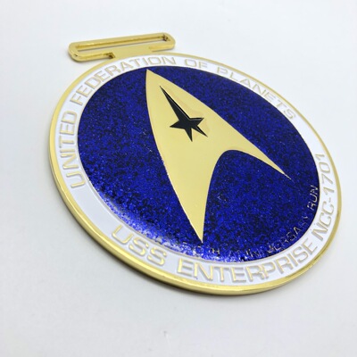 亮镍锌合金闪粉波丽奖牌定制 马拉松活动烤漆和金属奖牌