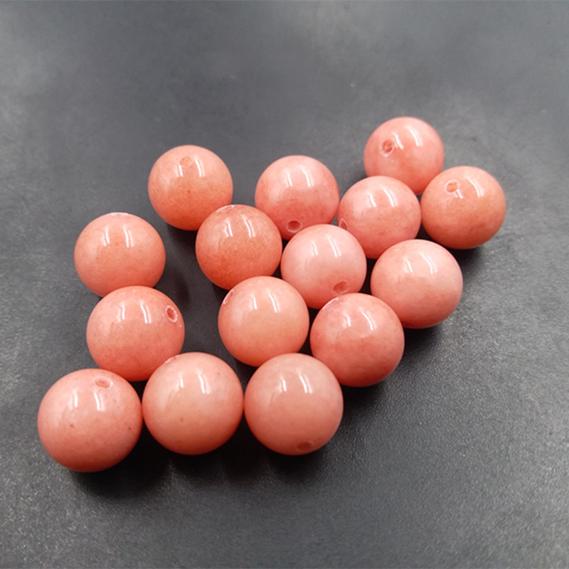 万玉批发 新款粉色芙蓉石圆珠散珠批发 diy饰品配件粉色玉珠子